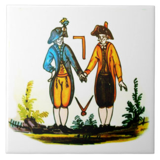 Siglo XVIII azul holandés masónico de la teja