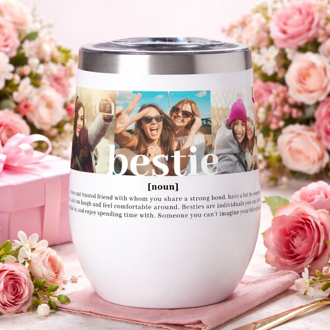 Significado de Mejores Amigas Personalizado Modern (Modern Custom Bestie Meaning Best Friends Thermal Wine Tumbler)