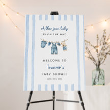 Signo de bienvenida azul Jean Baby Shower