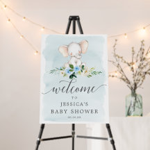 Signo de bienvenida Baby Shower de Elephant Boy Bl