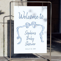 Signo de bienvenida Baby Shower de Hand Drawed Blu