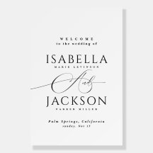 Signo de bienvenida Boda simple de Moda blanca y n