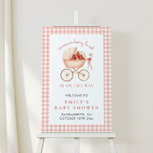 Signo de bienvenida de Baby Shower a Strawberry Be