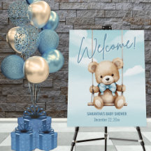Signo de bienvenida de Baby Shower de Teddy Bear B