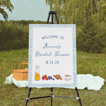 Signo de bienvenida de Blue Gingham Brunch Bridal 