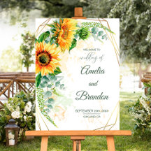 Signo de bienvenida de Boda ruso de girasoles acuá