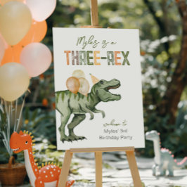 Signo de bienvenida de cumpleaños de dinosaurio tr