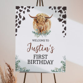 Signo de bienvenida de cumpleaños de la vaca de Hi