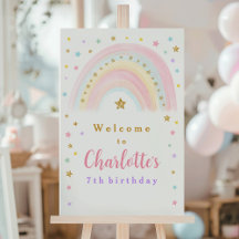 Signo de bienvenida de cumpleaños del arcoiris Pas