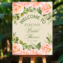 Signo de bienvenida de ducha de novia floral de mo