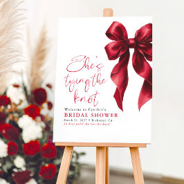 Signo de bienvenida de ducha de novia Red Bow Knot