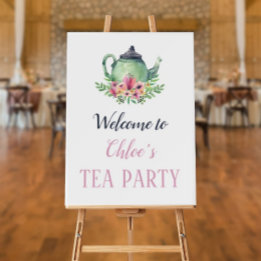 Signo de bienvenida de Fiesta de té en placa de es