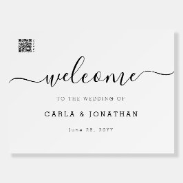 Signo de bienvenida de la recepción de la boda QR