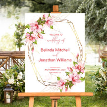 Signo de bienvenida de Magnolias Rusas Bodas