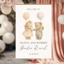 Signo de bienvenida de oso neutro de género boho, 