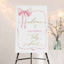 Signo de bienvenida de plegado rosado para Chica B