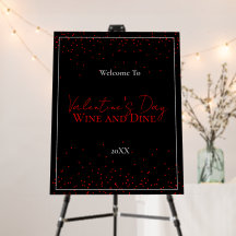 Signo de bienvenida de San Valentín al vino y la c