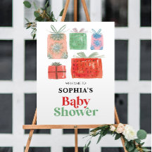 Signo de bienvenida de Santa Baby Shower para Navi