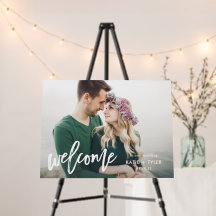 Signo de bienvenida del Boda fotográfico con encan