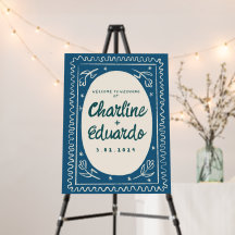 Signo de bienvenida del Boda retro de escritura a 