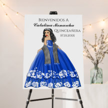 Signo de bienvenida del vestido azul real