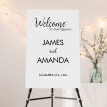 Signo de bienvenida elegante y moderna de Boda Min