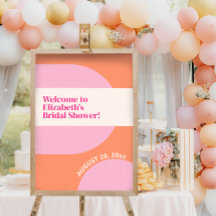 Signo de bienvenida geométrico rosa y Naranja