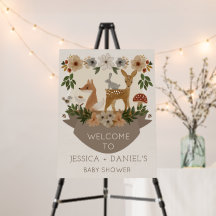 Signo de bienvenida moderno de Woodland Baby Showe