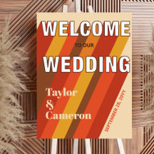 Signo de bienvenida Naranja y Boda grande marrón d