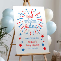 Signo de bienvenida rojo blanco y debido a Baby Sh