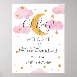 Signo de bienvenida rosada de Póster Moon & Stars