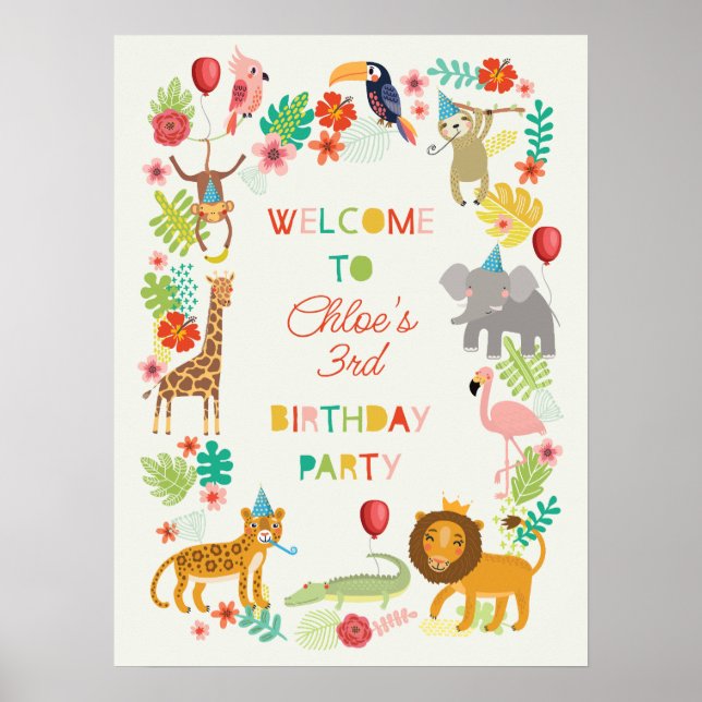 Signo de bienvenida Safari, decoración Fiesta de l (Frente)