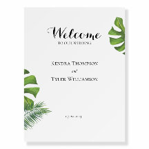 Signo de bienvenida tropical boda