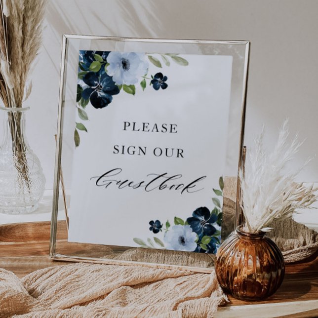 signo de boda del libro de visitas floral azul mar (Subido por el creador)