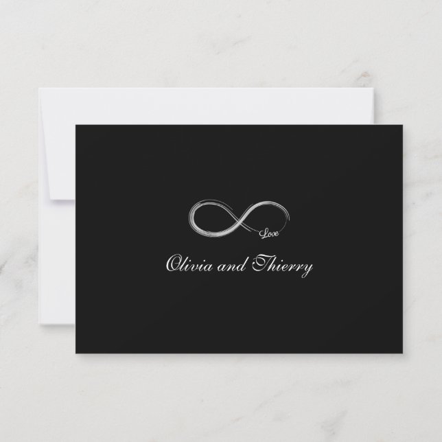 Signo de Infinito Negro y Blanco Tarjeta de Respue (Reverso)