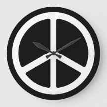Signo de la paz blanco flaco en el reloj de pared