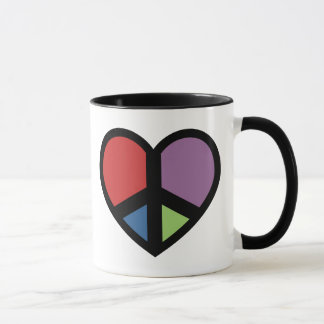 Signo de la paz en una taza del corazón