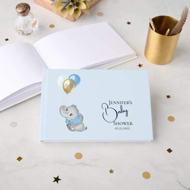 Signo de Libro de Invitados del Elefante Azul (Anverso Abierto)