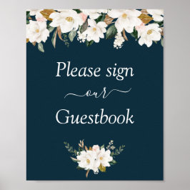 signo de libro de visitas de magnolia floral boda