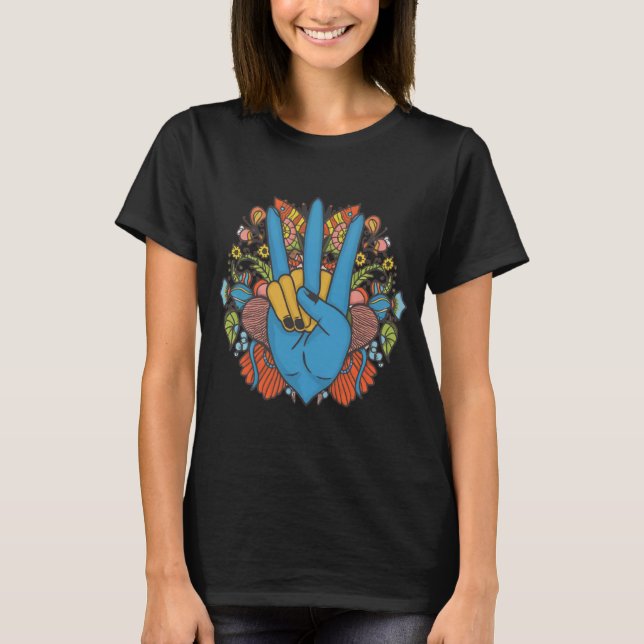 Signo de paz Amor Camiseta | Costuma hippie de los (Anverso)