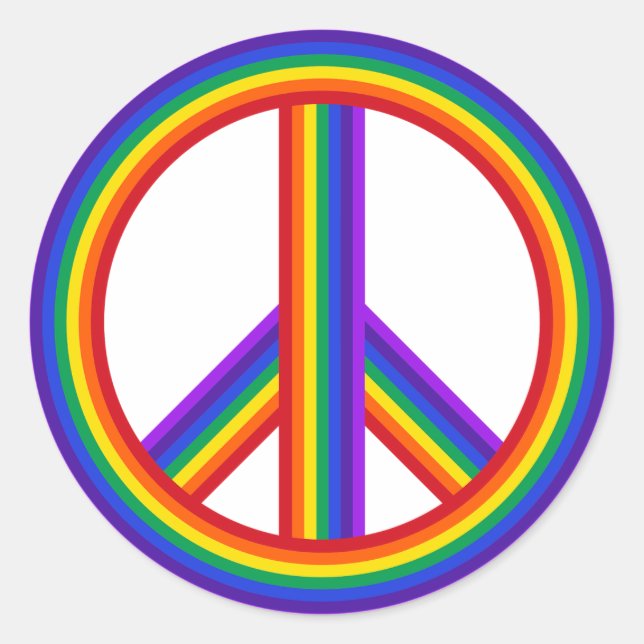 Signo de paz arcoiris Pegatinas redondos clásicos (Anverso)