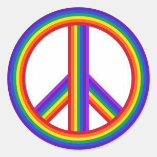 Signo de paz arcoiris Pegatinas redondos clásicos
