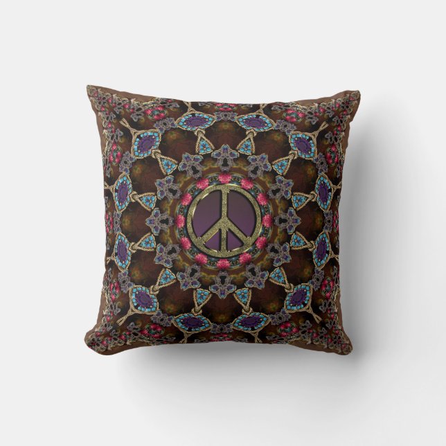 Signo de paz bohemia vintage Cushion / almohada (Anverso)