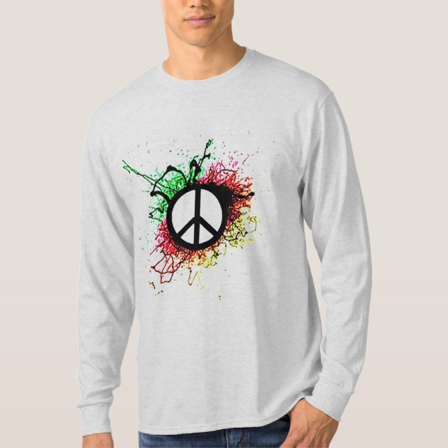 Signo de paz color camiseta masculina (Anverso)