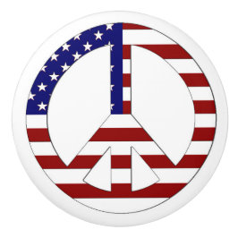 Signo de paz con pomo de cerámica de bandera