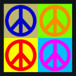 Signo de paz de arte pop de cuatro colores Poster<br><div class="desc">Símbolos populares e históricos: símbolo de la paz obra de arte pop digital</div>