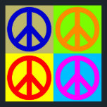 Signo de paz de arte pop de cuatro colores Poster<br><div class="desc">Símbolos populares e históricos: símbolo de la paz obra de arte pop digital</div>