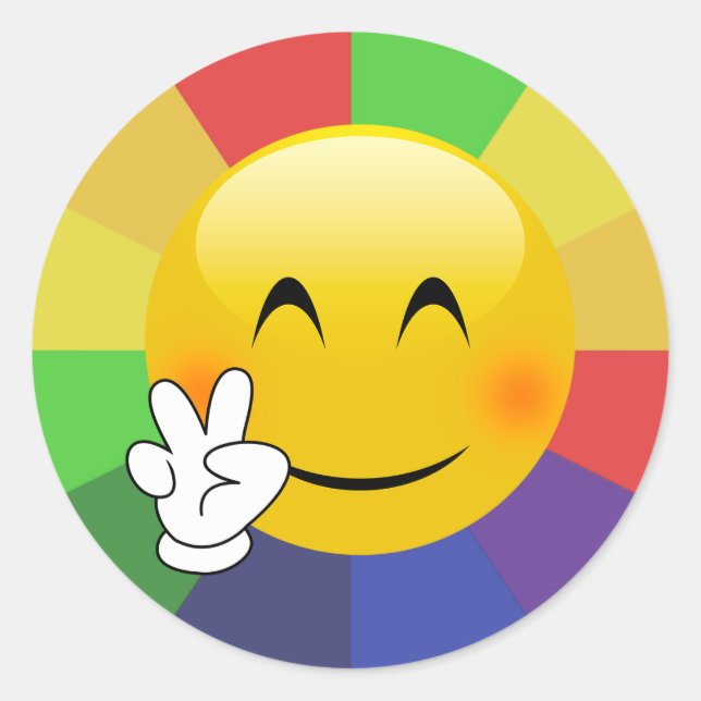 Signo de paz de emoji: Pegatinas del arcoiris en l (Anverso)