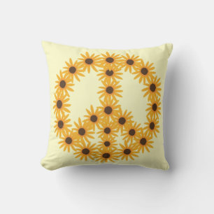 Signo de paz de girasoles amarillos almohadas Pers