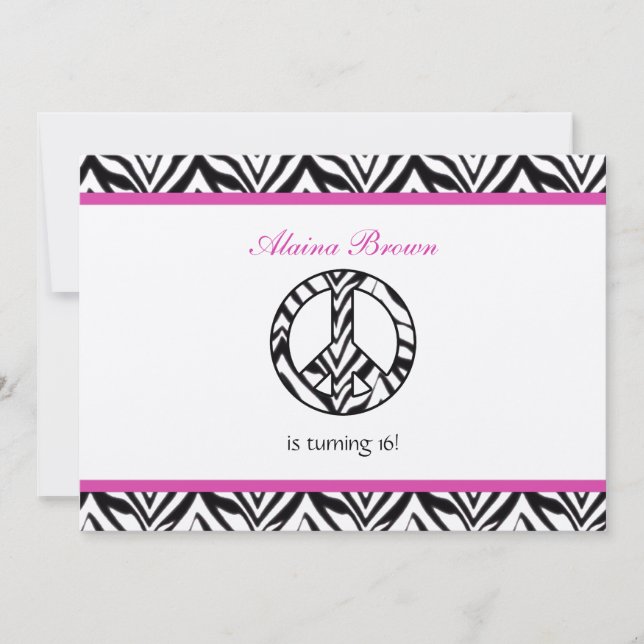 Signo de paz de la impresión de cebra Invitación a (Anverso)